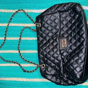 Coach Black Quilted Shoulder Bag with Gold Chain